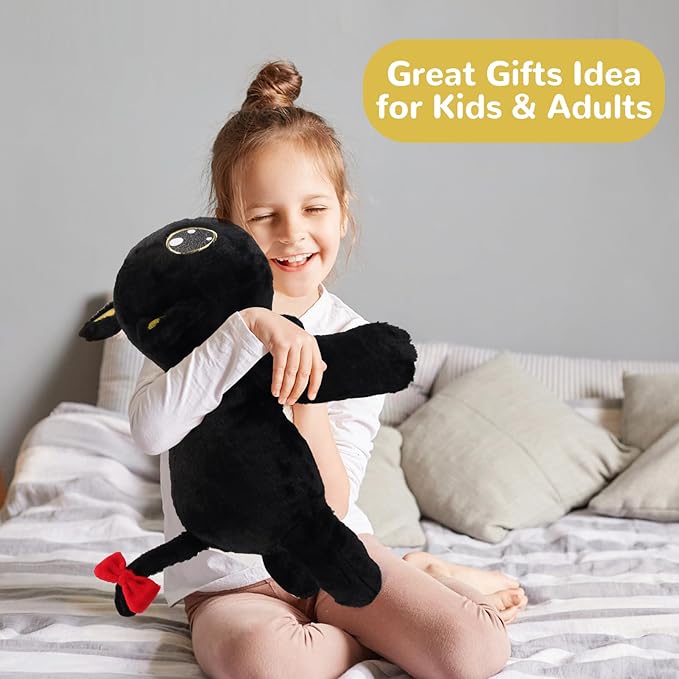 meowtastic Black Cat Weighted Stuffed Animals - 22 Inch 4.5 Pounds Weighted Plush Cat Stuffed Animal - Big Kitten Toys Pillow - Cute Plush Toys Gifts for Kids & Adults (22" 4.5 lbs)