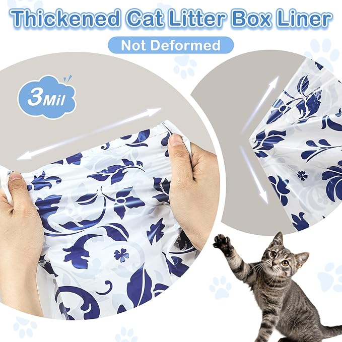 Unicorn Catcher 120 Pack Cat Litter Bags 36" x 19" Large Litter Box Liners Tear-Resistant with Drawstring for Easy Access Cat Litter Liners for Litter Boxes Under 36in Total Size