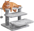 15''H Multi-Step Pet Stairs for High Beds & Sofas, 3-Step Cat Stairs with 2 Toy Balls, Wide Boards for Indoor Kittens Dogs Pets Climbing, Light Grey