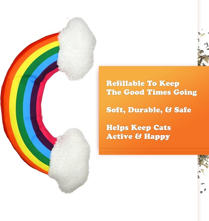 Meowijuana Kicker Toy for Cats | Get Kickin' Rainbow | Refillable Kicker Catnip Toy | Promotes Play and Cat Health | Includes Potent Hand Harvested Catnip Grown in North America