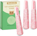 Tocirelo Catnip Toys for Cats Bite-Resistant - 3Pack Funny Pink Cat Nip Toys with 100% Pure 45000mg Organic Catnip, Safe Kitten Teething Kicker Toys for Indoor Cats, Soft Plush Cat Chews 5.9inch
