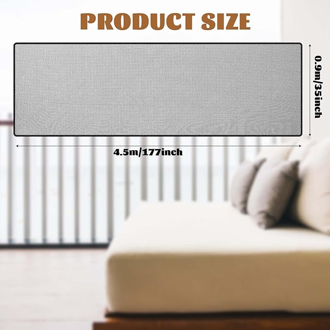 Hosuly Banister Guard 15 x 3 ft Balcony Netting for Kids Pets Stairway Safety Net Baby Fence Door Balcony Netting Safety Mesh Stair Net with No Drilling for Apartment Railing(Black)