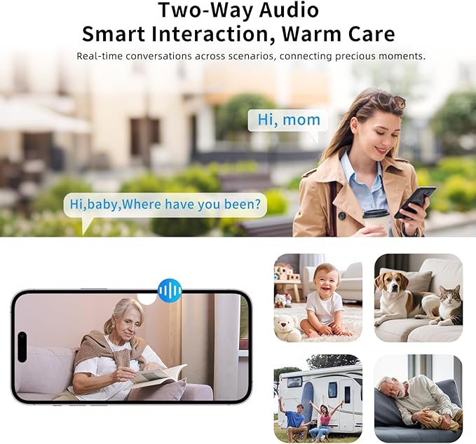4G LTE Cellular Security Camer Wireless, Monthly Fee, Pet Camera with Speaker for Dog/Cat, Baby Monitor, Power Battery,HD Vision 360°Full View Two-Way Talk,Indoor Home Security