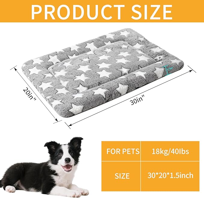 Dog Bed Mat, Reversible Crate Pads for Small/Medium/Large Dogs & Cats Sleeping, Portable & Soft, Dog Beds Crate Pad (Grey, M(30"*20"*1.5"))