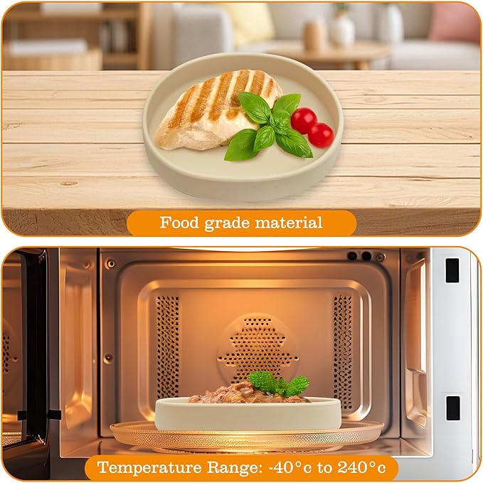 BNOSDM Silicone Dog Food Plate Shallow Dog Bowl Flat Cat Dish 1 Pack Small Puppy Plates for Small Dogs and Cats Whisker Fatigue Pet Feeding Bowls for Dry and Wet Food (Beige)