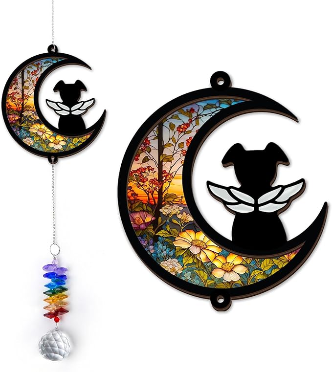 Pet Memorial Suncatcher - Dog Memorial Ornament - Pet Loss Gift - Dog Sunset - Meaningful Heartfelt Unique Gifts - Remembrance Keepsake - Mother's Day for Dog Mom Dad