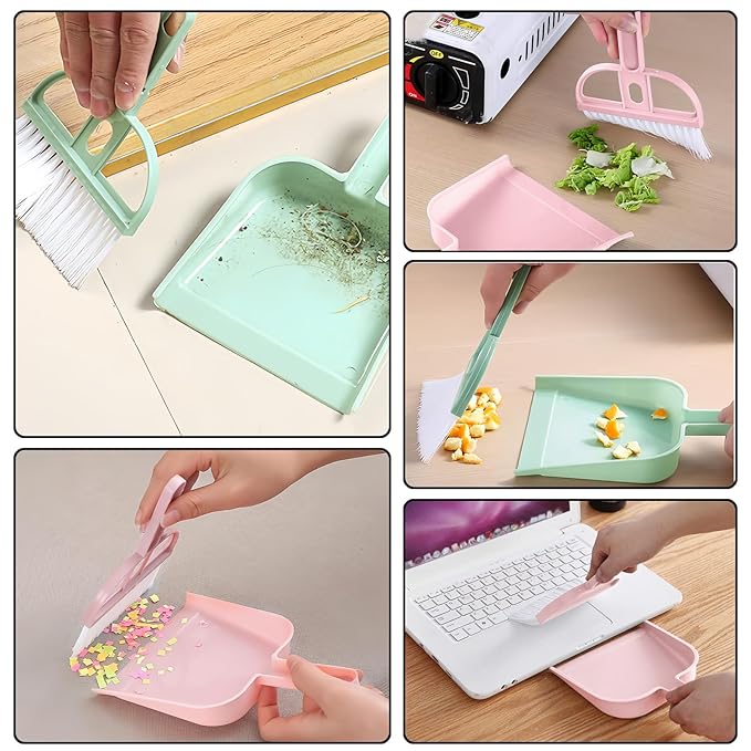 Mini Dustpan and Brush Set, Portable Exquisite Pet Waste Cleaning Kit, Hamster Sand Scooper Cage Cleaning Tool for Small Pets Guinea Pigs Hedgehogs Hamsters Chinchillas Rabbits (Pink)