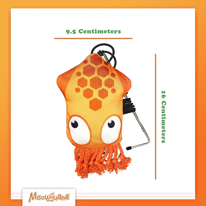 Meowijuana Jump 'n' Jamb Door Hanging Cat Toy | Deep Sea Squid | Refillable Interactive Catnip Toy | Promotes Play and Cat Health | Includes Potent Catnip Grown in North America