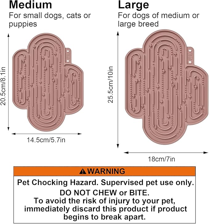 OHMO-Cactus Lick Mat for Dogs and Cats(2 Pack) Easy to Clean Pet Slow Feeder with Suction Cups, Licking Pad for Anxiety Relief and Boredom Reduction(Coral&Mars)