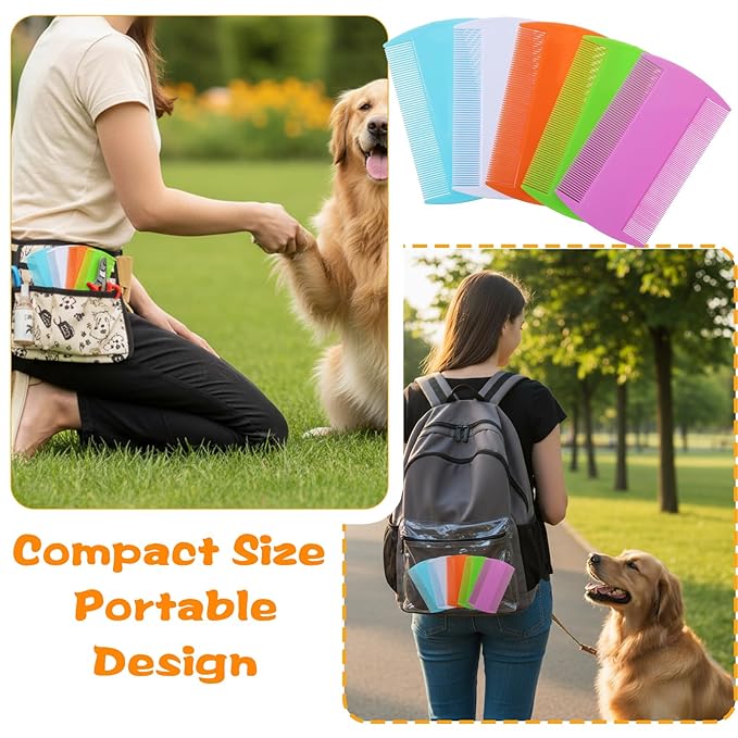 100 Pcs Pet Flea Combs, Double Sided Fine & Wide Tooth Comb for Cats and Dogs, 5-Color Assortment for Tear Stain Removal, Flea, Lice, and Dandruff Grooming Tool