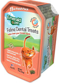 Emerald Pet Grain-Free Cat Dental Treats with Salmon – Crunchy Natural Dental Treats for Cats to Clean Teeth, Freshen Breath, and Reduce Plaque & Tartar – 11 oz Tub