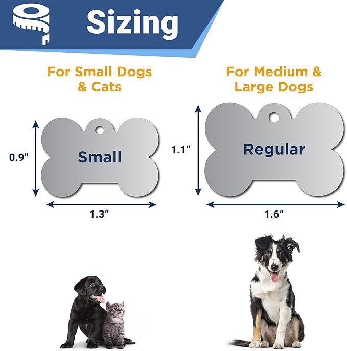 GoTags Stainless Steel Pet ID Bone Round and Heart Shaped Tags with Enamel Paw Design, Personalized Dog and Cat Tags, up to 5 Lines of Custom Text, Engraved on Both Sides (Lavender, Small Bone)