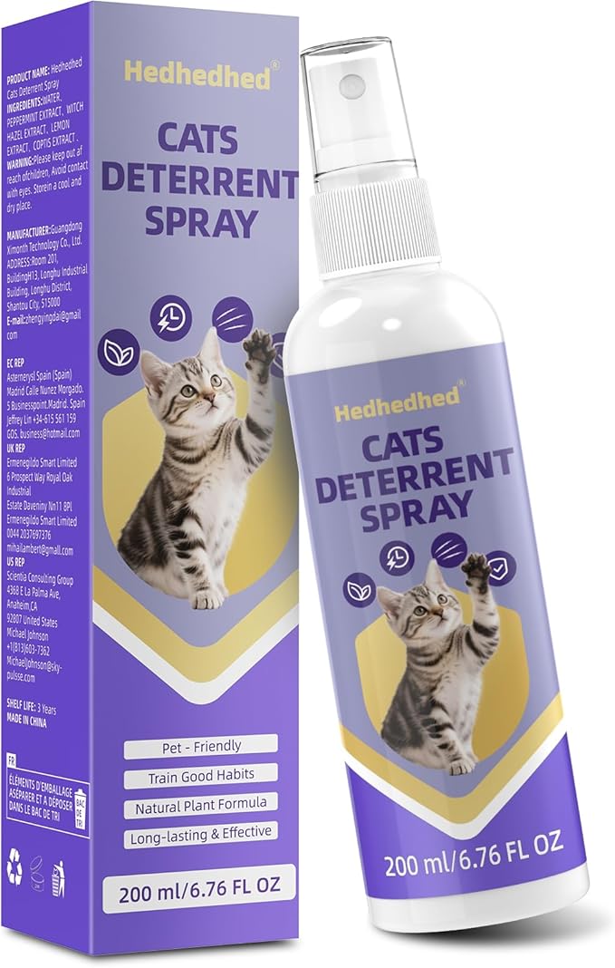 Cat Deterrent Spray - Effective Repellent Spray for Furniture Protection, Safe Natural Indoor & Outdoor Training Aid to Stop Scratching & Urine Marking (200 ML)