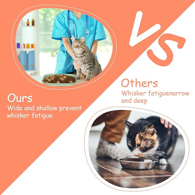 Whisker Fatigue Cat Bowls, 6 Inch Shallow Cat Food Bowl, Wide Pet Dishes for Indoor Cats Kittens and Short Legged Cats (4Pcs)