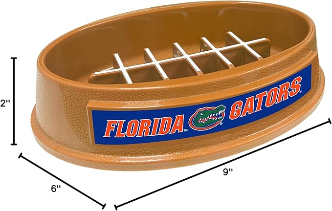 NCAA Super-Bowl - Florida Gators Slow Feeder Dog Bowl. Football Design Slow Feeding Cat Bowl for Healthy Digestion. Non-Slip Pet Bowl for Large & Small Dogs & Cats