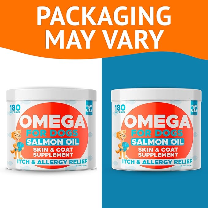 Omega 3 Alaskan Fish Oil Treats for Dogs (360 Ct) - Dry & Itchy Skin Relief + Allergy Support - Shiny Coats - EPA&DHA Fatty Acids - Natural Salmon Oil Chews - Alaskan Salmon Flavor