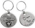 Artistic Handmade Hammered Collar Cat Dog ID Tags with Unique Handcrafted Design and Durable Stainless Steel, Personalized Deep Engraving with Your Own Text (Hislordship)