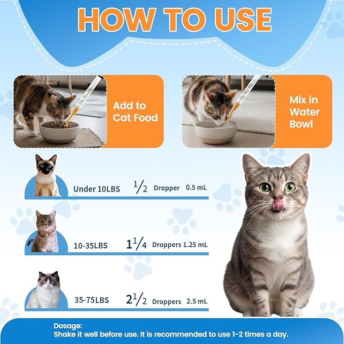 L-Lysine Supplement for Cats - Immune & Respiratory Support for Feline Health - Promotes Eye Function, Reduces Sneezing & Runny Nose - Natural Defense Boost - Roast Chicken Flavor, 60ML