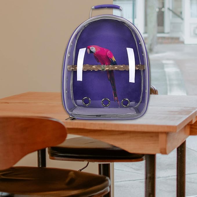 Gralara Bird Backpack Carrier for Parrots with Window for Small and Medium Birds, Purple