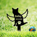 Personalized Metal Cat Memorial Grave Marker, Custom Cat Memorial Grave Marker Cat with Wings Memorial Garden Stake, Customized Paws Cat Marker Name Stake Cat Loss Gift for Garden Decor
