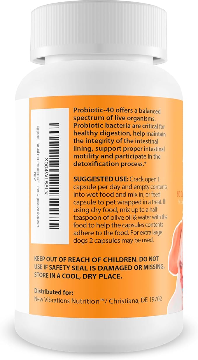 Egg Shell Ritual Pet Probiotics - Our Best Pet Probiotics for Dogs - Skin Probiotic Supplement for Dogs - Cat Gut Health Supplement - Large & Small Pet Probiotic Gut Flora Supplements for Dogs & Cats