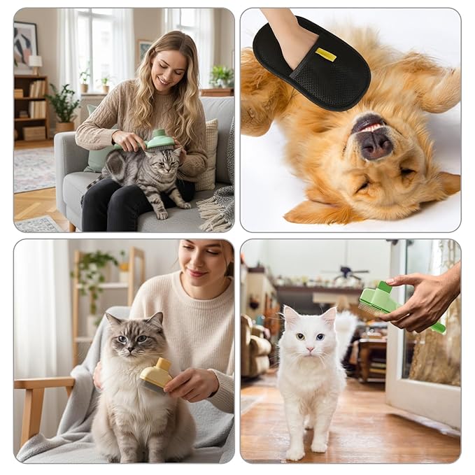 3-Piece Flea Comb Set for Cats, Flea Comb for Cats and Kittens, Cat Flea Comb with Stainless Steel Teeth, Flea Brush for Cat Grooming and Flea Removal, Gentle on Skin