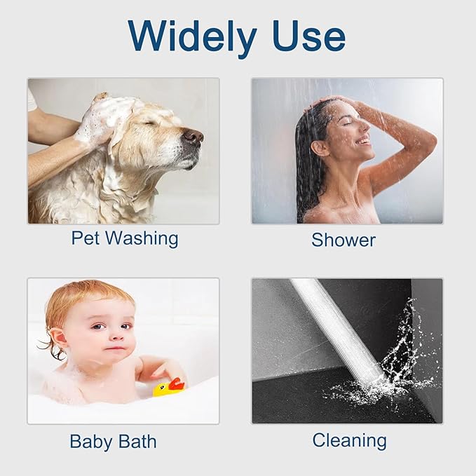 Pet Sprayer Pro Dog Shower Attachment for Bathroom Shower Arm, Indoor Dog Shower Sprayer Includes On/Off Handheld Shower Head, 79" Hose, 3-way Diverter, Dog Brush and Adhesive Holder