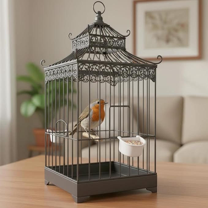 6 Pcs Bird Food Feeder, Bird Cage Feeder Hanging Feeding Bowl Seed Container White Food Dishes Bowl Birds Cage Accessories for Small Parakeet Pigeons Conures