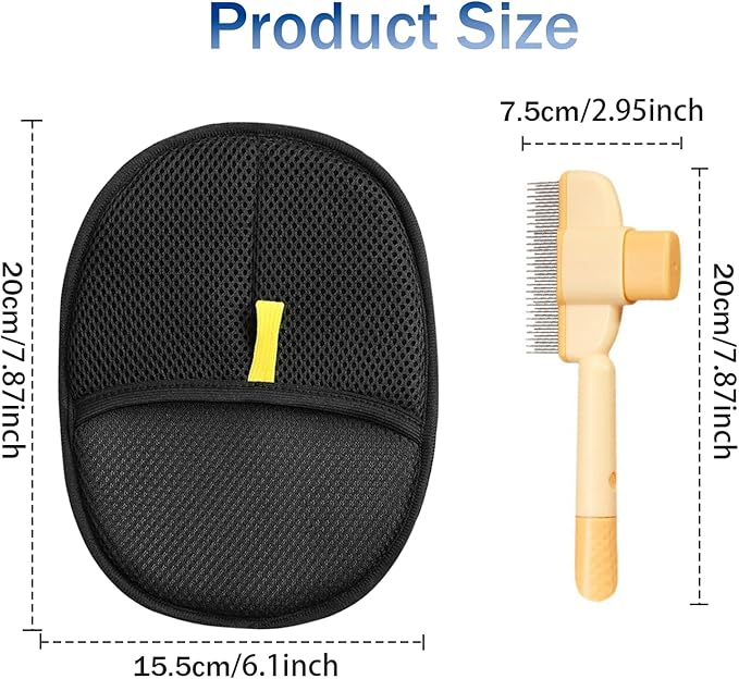 2Pcs Pet Hair Removal Glove with Pet Comb, Cat & Dog Reusable Electrostatic Pet Hair Remover Grooming Gloves for Couch,Furniture,Carpet,Car Seat