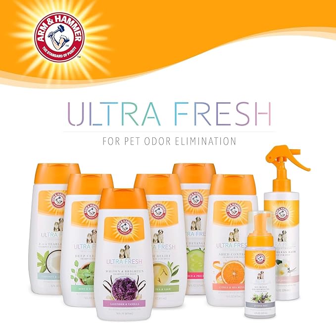Arm & Hammer Ultra Fresh Tearless Puppy Shampoo and Conditioner 2 in 1 with Baking Soda Deodorizer, Gentle Pet Wash for Odor Control, Puppy Bath, Coconut & Lime Verbena Scent, 16 Fl Oz - 2 Pack