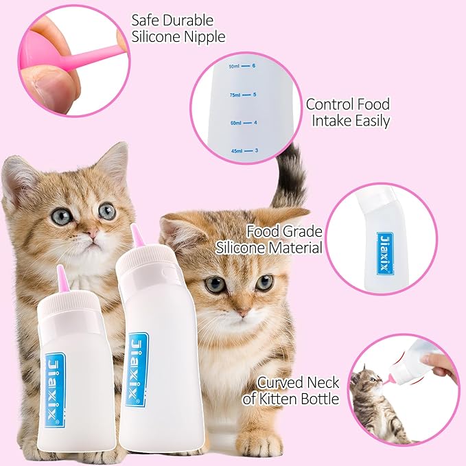 Puppy Bottles for Nursing,Puppys Bottles for Nursing Newborn Puppy,Syringe for Feeding Cat Bottle for Kittens,New Upgrade Kitten Silicone Newborn Supplies (Pink)