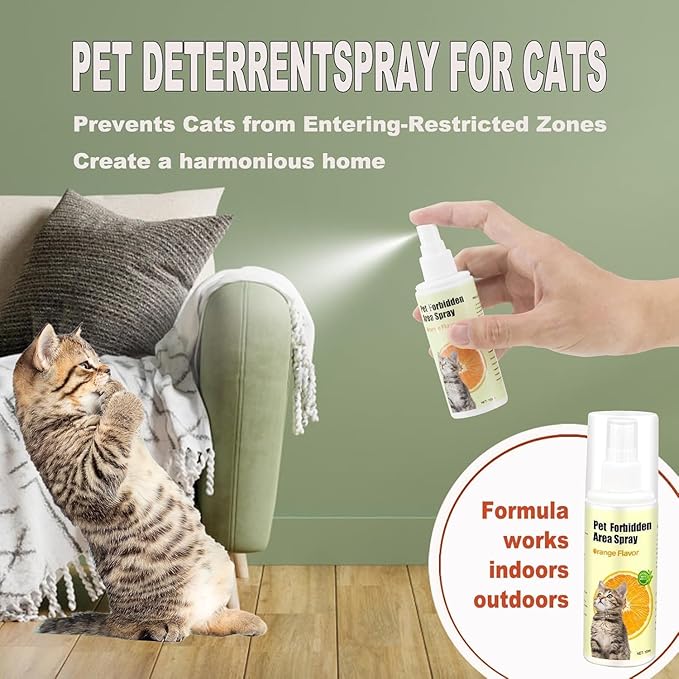 Cat Deterrent Spray 100% Natural Cat Spray Deterrent for Urine Marking & Scratching - Eco Friendly, Safe to Use Around Children and Pets, Safe for Use on Furniture and Fabric, Works Indoor & Outdoor