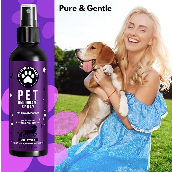 Pet Odor Eliminator Spray – Lavender Scent Deodorizer for Dogs & Cats – Helps Reduce Pet Odors Removes Urine & Litter Box Smells from Home, Carpet, Bedding & Furniture – 250ml