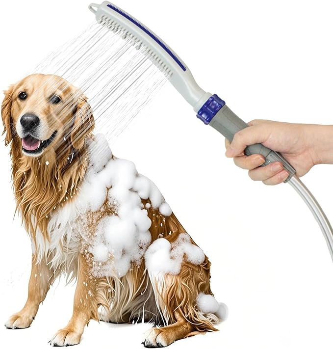 Dog Shower Attachment,Dog Shower With Brass Diverter,Pet Shower Attachment for 3 Spray Modes,8-Foot Hose With Indoor and Outdoor Adapters,for Bathing & Grooming Easy Dog/Cat Bathing and Cleaning