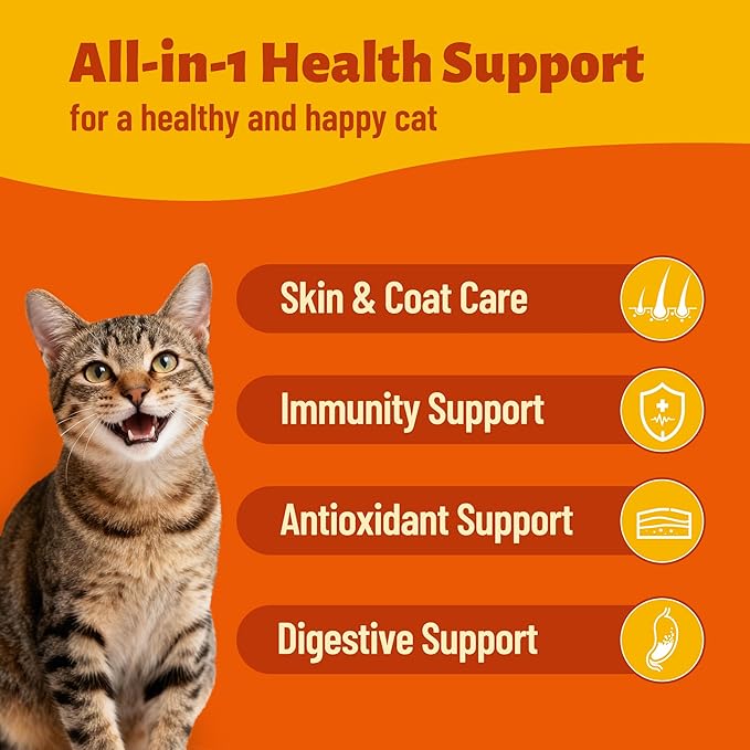 24-in-1 Cat Vitamins and Supplements Chews, Vitamins Treats with Lysine & Taurine for Cat - Immune, Skin&Coat, Respiratory&Vision Support, Daily Multivitamin for Indoor&Senior Cats-330Bites