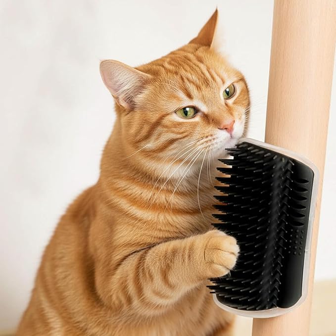 2 Pack Black Catnip Wall Massage Corner Brush for Long & Short Fur Cats and Kittens,C-at Self Groomer Scratcher, Soft Comb Cat Corner Brush,Wall Mounted Cats Scratcher