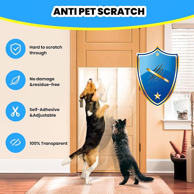 Petslucent Cat Scratch Furniture Protector: Cat Anti Scratch Tape - Door Protector from Dog Scratching - Clear Training Self Adhesive Tape for Carpet, Sofa, Couch, Door (197in x 11.8in)