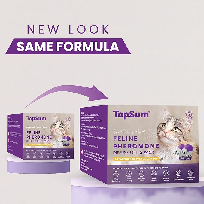 TopSum Cat Calming Pheromone Diffuser: Feline Pheromones Plug in for Stress, Along at Home, Spraying, Fighting, Scratching, Aggression & Excessive Meowing (F Purple)