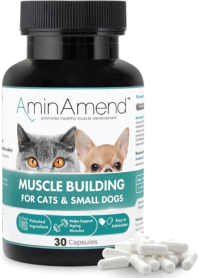 Muscle Support Pet Supplement for Small Dogs & Cats with CaHMB & Vitamin D3 – All Ages & Senior Dog Supplements for Muscle Strength, Mobility & Daily Activity – (30 Capsules)