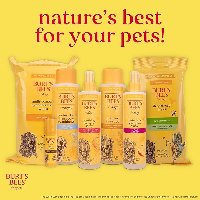 Burt’s Bees for Pets Tear Free Puppy Shampoo & Conditioner with Buttermilk, 2 in 1 Gentle Dog Shampoo for Puppies, Cleans and Conditions Sensitive Skin, 16 Fl Oz