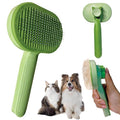 Demiya Cat Grooming Comb with Ergonomic Handle, Green Plastic Pet Brush for Cats, Detangling and Deshedding Tool (Green)
