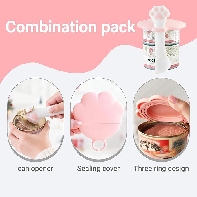 Pet Food Can Lids And Spoon,2 Pack Pet Food Can Covers, One Fit 3 Standard Size Cans,For Dog And Cat Food Cans,Pink
