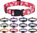 Dog Collar with Bohemia Floral Tribal Geometric Patterns - Soft Ethnic Style Collar Adjustable for Small Medium Large Dogs(Red Flower,XS)