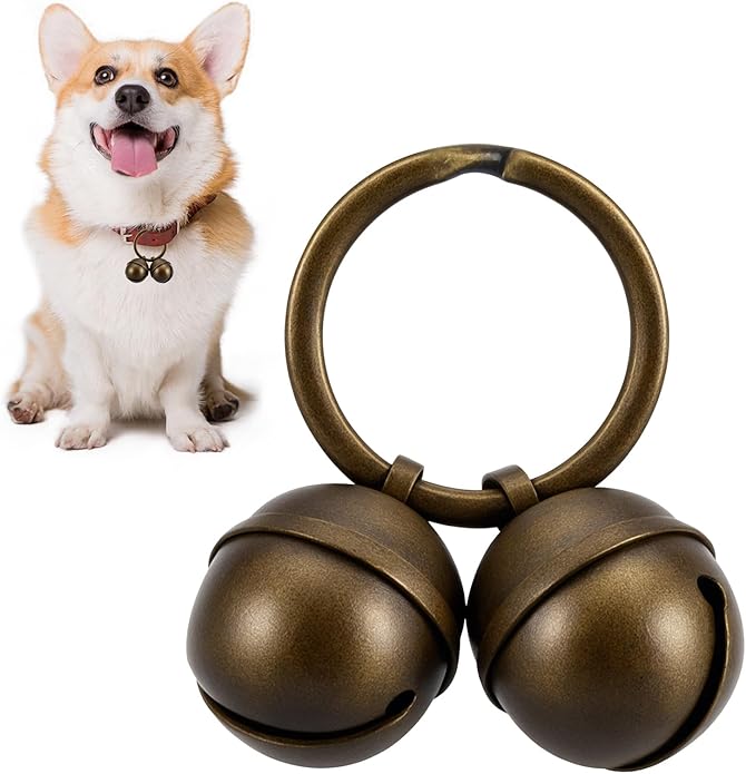 Copper Bells for Dog Collars, Dog Bells for Pet Tracking, Extra Loud Dogs and Cat Bells for Collar, Dogs Collar Bell Copper Collar Bell with Quick Clips for Pet Tracking & Doorbell Potty Training