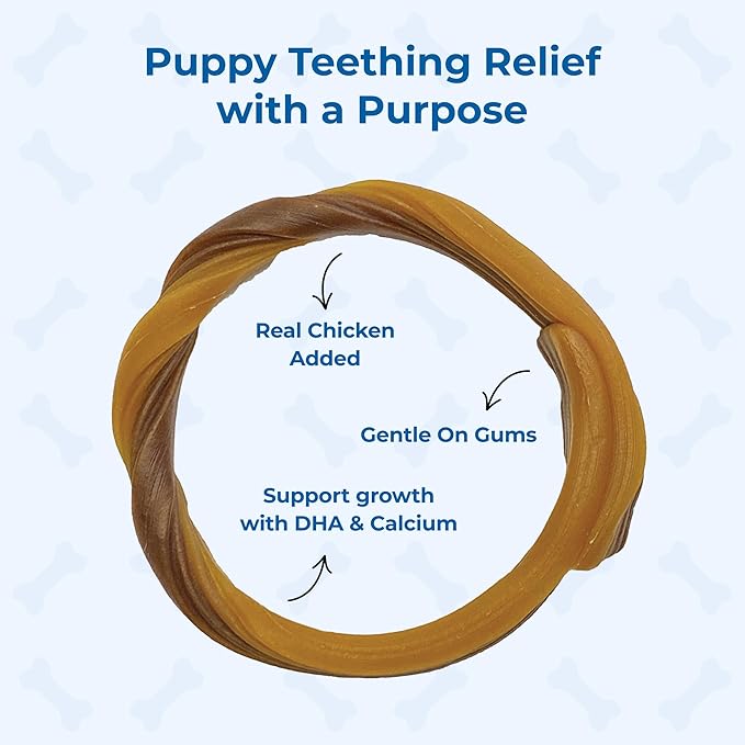 N-Bone Puppy Teething Rings Peanut Butter Flavor Dog Treat, 3 Count Bag, 3.6-oz