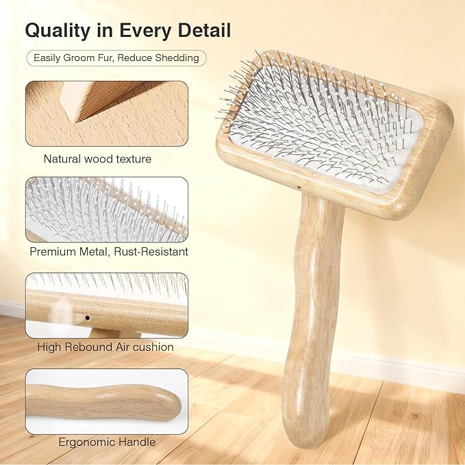 Pet Brush & Comb for Shedding and Grooming, Dog Brush for Long and Short Haired Dogs, Deshedding Tool Removes Undercoat Tangles & Loose Fur