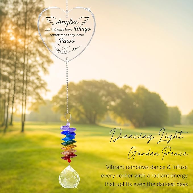 Glass Ornament Suncatcher - Angels Don't Always Have Wings - Dogs Memorial Sympathy Gift - Mother's Day for Mom Dad Dog Lover - Bereavement Keepsake - Daily Remembrance