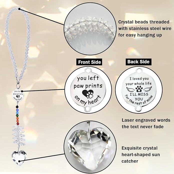 Pet Memorial Sympathy Gifts for Dogs Loss Suncatcher Crystal Bereavement Grief Sun Catcher Rainbow Maker for Cat Remembrance Condolences