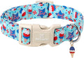 Maca Bates 4th of July Basic Dog Collar with Safety Buckle American Flag Patriotic 4 of 7 Dogs Collars Adjustable Soft Blue Independence Day Gift for Small Medium Large XL Boy Girl Male Female Puppy