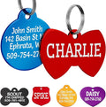 GoTags Dog Tags, Personalized Engraved Dog and Cat ID Tags for Pets, Custom Engraved on Both Sides, Various Shapes Including Bone, Round, Heart, Bow Tie, Star, and Badge (Bow Tie, Small - Pack of 1)